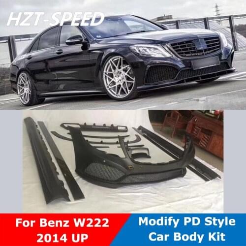 PD Style Unpainted Resin Front Rear Bumper Side Skirts Car Body Kit For Benz W222 S Class S63 S65 Modify 2014 Up