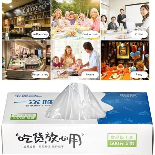 New Kitchen 500pcs Disposable Gloves Transparent Food Grade Gloves For Kitchen Cooking House Cleaning Food-Grade Materials