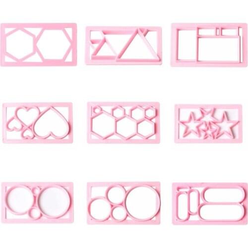 Geometric Shape Cookie Cutter Plastic Biscuit Knife Baking Fruit Cake Kitchen Tools Mold Embossing Printing