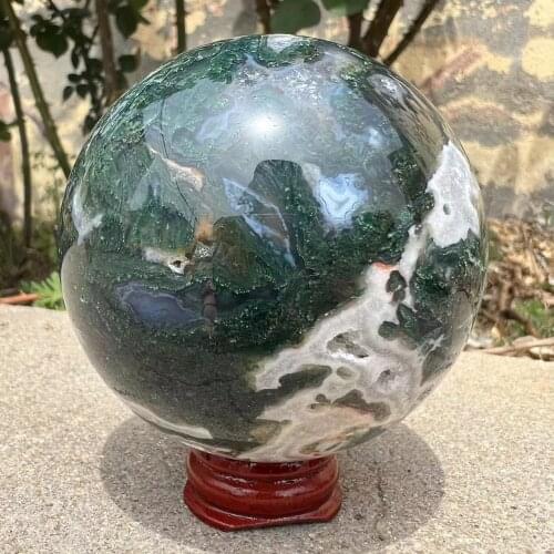 Natural moss aquatic agate quartz crystal sphere ball for healing chakra decoration