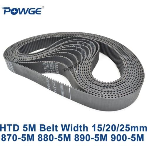 POWGE HTD 5M synchronous belt C=870/880/890/900 width 15/20/25mm Teeth 174 176 178 180 HTD5M Timing Belt 880-5M 890-5M 900-5M