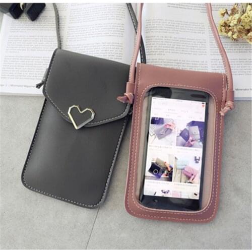BISI GORO 2020 Women Shoulder Bag Womens Touch Screen Cell Phone Purse Transparent Simple Bag Messenger Bag PU Light Handbags