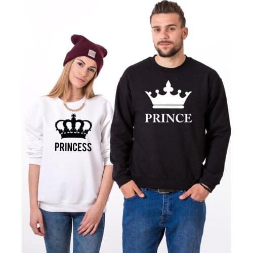 Skuggnas Prince and Princess Sweatshirts Matchings Couple Fashion Jumper His and Hers Matching Couples Sweatshirts drop ship