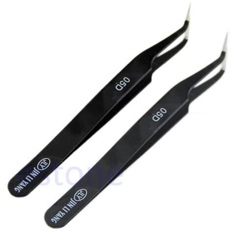 U119 6pcs/lot Curved Tips Antimagnetic Antistatic Tweezer Forceps