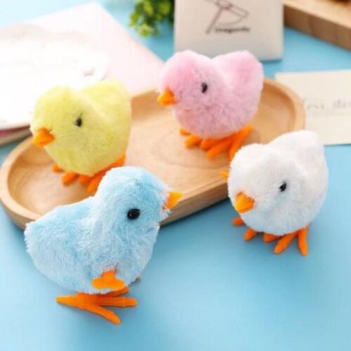 Wind up clockwork chick simulation plush toy jumping chick childrens nostalgic toy