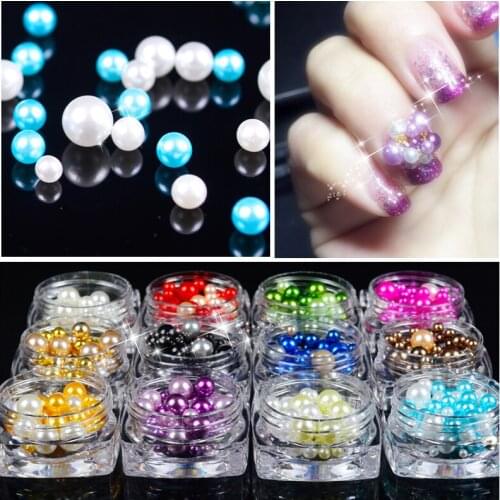 YZWLE 1 Bottle Colorful Seashell Pearl Nail Rhinestone Gillter Bead Multi-size 3D Manicure Nail Art Decoration