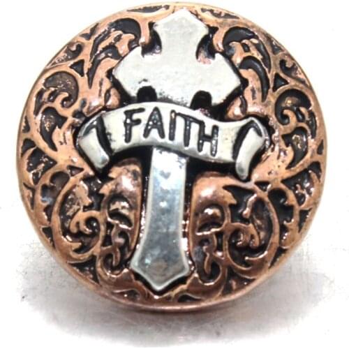 10 Pcs/lot 18MM Snap Button Jewelry DIY Mixed Color FAITH Snaps Button Charms Fit Women Snap Bracelet Jewelry 010901