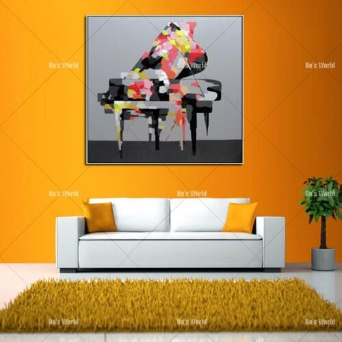 100%Handmade Oil Paintings On Canvas Musical Abstract Piano Painting Wall Art Pictures For Home Office Hotel Weeding Decor Gift