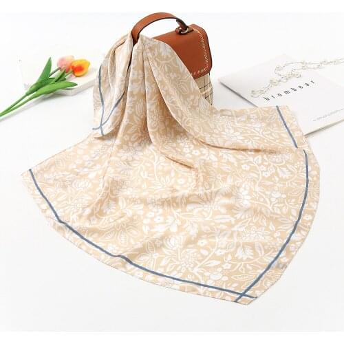 2021 Design Brand Women Silk Scarf Square Chain Print Head Scarfs Female Satin Hijab Scarves Shawl Wrap Lady Headband Foulard