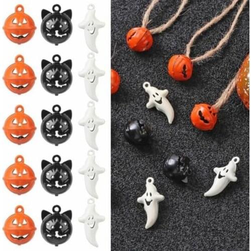 5pcs Halloween Pumpkin Ghost Cat Ghost Bell Pumpkin Head Bell Tree Ornaments Party Halloween Home Decoration