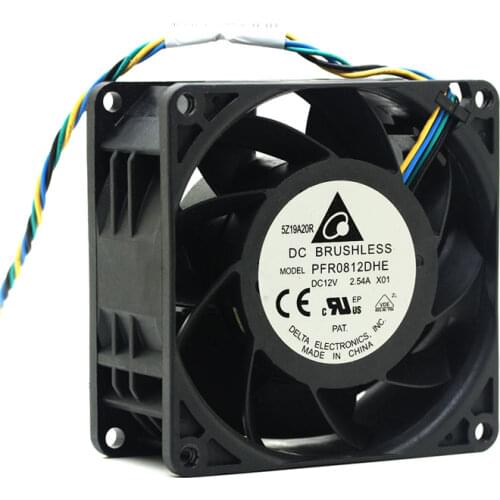 8038 powerful fan 8cm 80mm For Delta PFR0812DHE Server Cooling Fan DC 12V 2.54A 80x80x38mm 4-wire pwm cooler