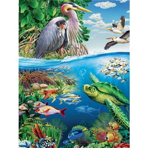 5d Full Diy square or round Diamond Painting sea scenery New picture Embroidery Cross Stitch Marine life kids painting decor art