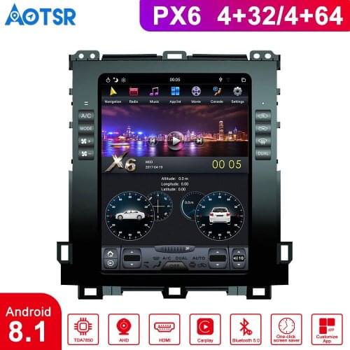 PX6 4GB Tesla style Android 8.1 Car GPS For Toyota Land Cruiser Prado/Lexus GX470 2002-2009 Car Multimedia System Player car LCD