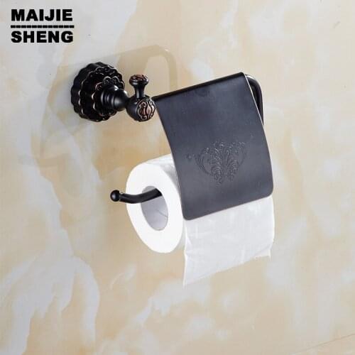 Black wall paper basket hanger Bathroom antique brass paper holder coper paper shelf rack toilet roll holder