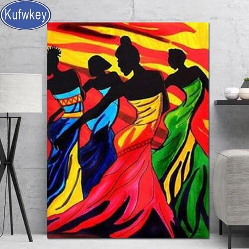 Black women diamond embroidery 5d diy diamond painting cross stitch full square round diamond art African ladise gift