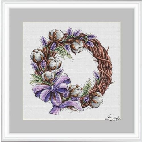 Cotton ribbon wreath Cross Stitch Kit Package Greeting Needlework Counted Cross-Stitching Kits Counted Cross stich