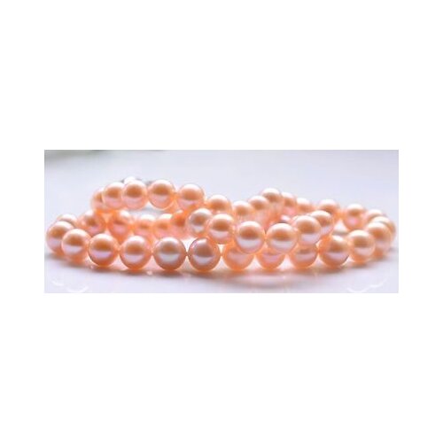 Huge18"7-9mm South Sea genuine Gold pink Perfect round Pearl Necklace AAA >Selling jewerly free shipping
