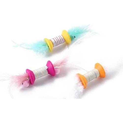 Cat Toy 1pc Funny Interactive Cat Toy Fake Feather Toys Kitten Teaser Pet Supplies Gatos Favor Cat Roller Toy With Bells