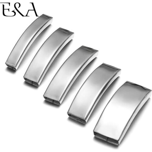 10pieces Stainless Steel Slider Curved Tube Beads Slide Charms for Leather Cord Bracelets Necklace Jewelry Making Accessories
