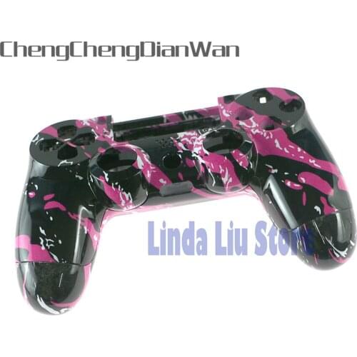 Camo Camouflage Front Back Hard Plastic Upper Housing Shell Case Cover Buttons for Sony PS4 Wireless ChengChengDianWan 10sets