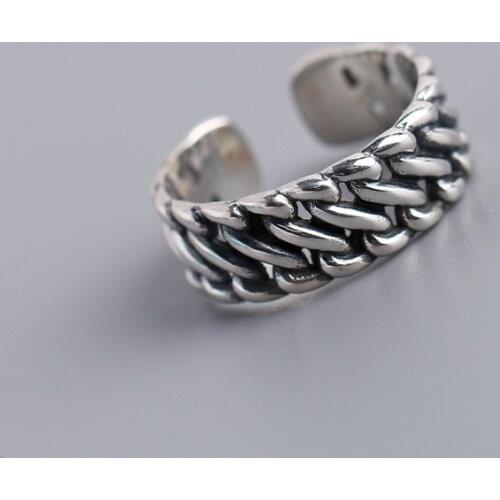Vintage 925 sterling silver rings for women,Twist pattern length wide, Adjustable Opening size,party engagement fine jewelry