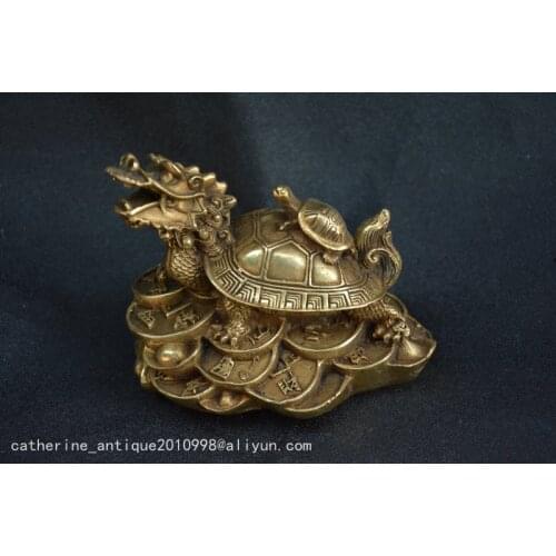 Collectable Old Qing Dynasty copper Turtle send money statue,Handmade crafts,collection& adornment