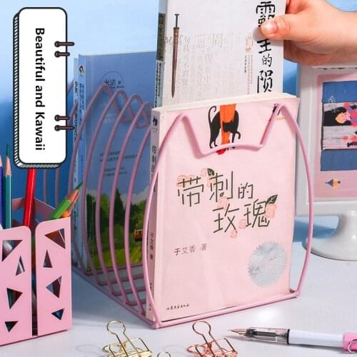 Creative Kawaii Cat Metal Book Magazine Bookends Sharkbang Books Stand Holder Bookshelf Desktop Storage Organizer Shelf
