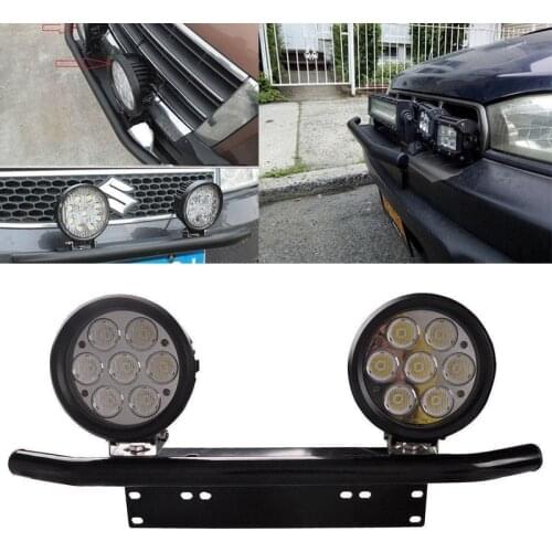 JXLCLYL Car Bull Bar Front Bumper License Plate Mount Bracket Working Light Holder Black