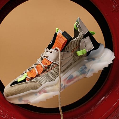 Mens running shoes thick-soled outdoor sports white large size fashion new jogging weight shoes