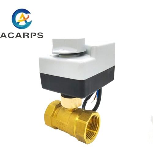 1" Brass Electric Ball Valve Three-Wire Two-Control Two-Way Electric Actuator Internal Thread With Manual Switch AC220V
