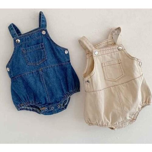 Summer Baby Boy Denim Strap Romper Cotton One-piece Romper Baby Girl Clothes Overalls