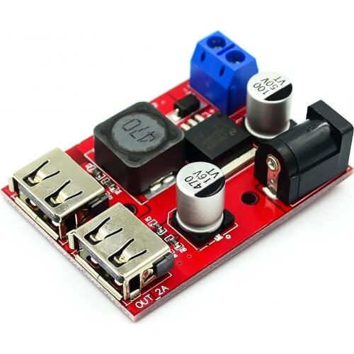 LM2596 LM2596S Dual USB DC-DC 9V 12V 24V 36V to 5V 3A Step Down Buck Converter Board Car Charger Solar Power Supply Module