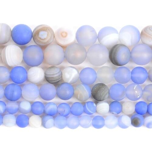 Matte Sky Blue Sardonyx Agate Natural Stone Beads Round Losse Beads For Jewelry Making DIY Bracelets Accessories Beads 6/8/10MM