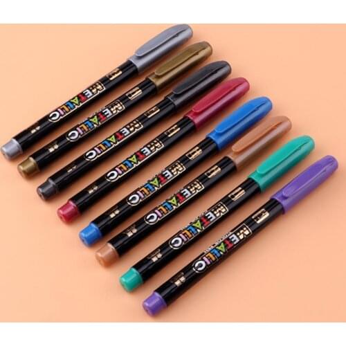 Nice Coverage 8Pcs/Box Special Bright Colors Metallic Marker Pen Water-based Ink Metallic Marker Pen Smooth for Studyroom