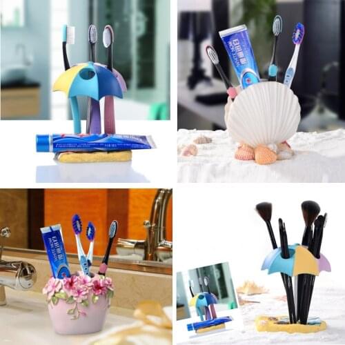 Cute Shell Toothbrush Toothpaste Holder Resin Storage Stand Makeup Pen Holder For Home Office Hotel Bathroom Bedroom Decoration