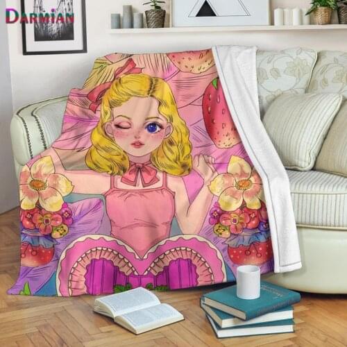 DARMIAN Cartoon Flannel Blanket Quilt Bed Sofa Travel Blanket Sweet Girl Illustrator Print Kids Adult Warm Blanket Dropshipping