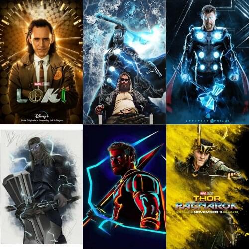 Marvel Avengers Superhero Thor Ragnarok Disney Loki Endgame Diamond Embroidery Cross Stitch Kit Mosaic Home Decoration Gift