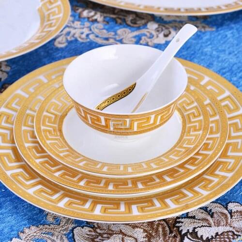 Bone China Tableware Set Dinner Plate Rice Bowl Soup Bowl Soup Spoon Teapot Cup Dish