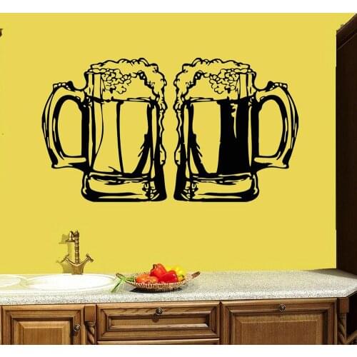 Bar sign Wall Decal Mugs Bar Beer Window Sticker Alcohol Drink Glasses Vinyl Decal Home Kitchen Decor M58