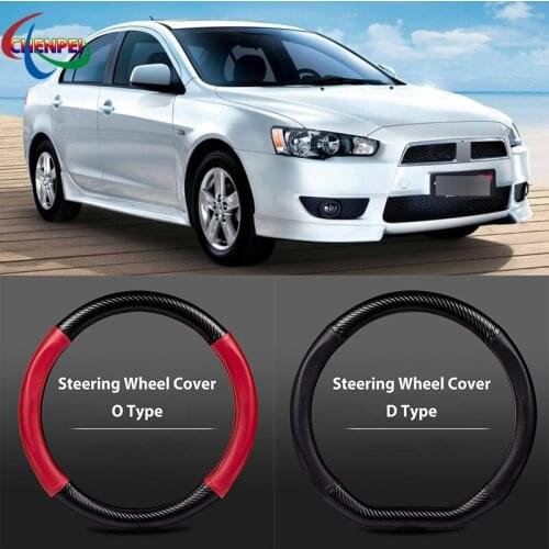 38cm Non-Slip Dreathable Carbon Fiber Steering Wheel Cover For Mitsubishi Lancer EX Car interior decoration accessories