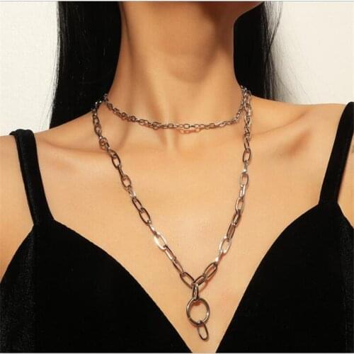 New Trendy Double Chain Chokers Necklace For Women Stainless Steel Personality Collares Necklaces Female Fashion Jewelry Gifts