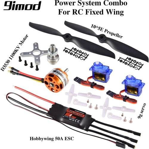 New Arriaval Hobbywing 50A ESC 9imod D3530 1100KV Brushless Motor 9G Servo 10*5E Propeller Power System RC Fixed Wing Part