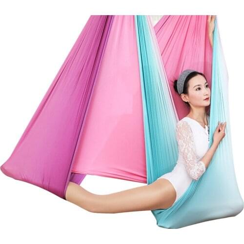 New Ombre Colorful Aerial Yoga Hammock 6mx2.5m Anti-Gravity Yoga Belts For Exercise Yoga Air Yoga Hammock set Swing Bed