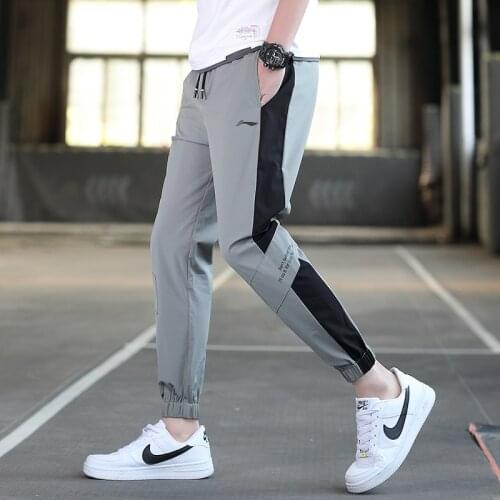 LINING Summer Men Sports Pants Ice Silk Material Quick Drying Breathable Casual Loose Fashion Pants