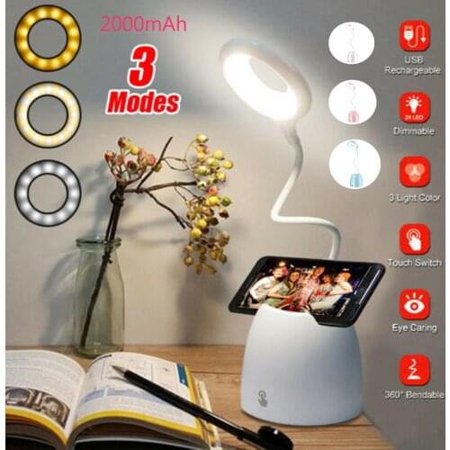 3 Modes Dimmable LED Desk Bedside Reading Lamp Table 4000 Mah Charging Pad Touch Control Night Light Work Reading Desk Light