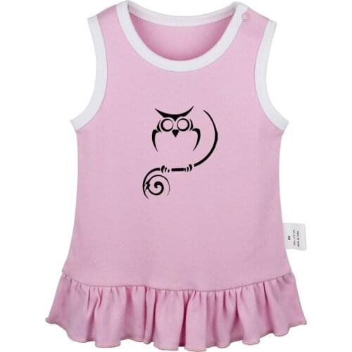 Simple Tribal Owl Skeleton Fish Tough Girls Save Lives Newborn Baby Girls Dresses Toddler Sleeveless Dress Infant Cotton Clothes