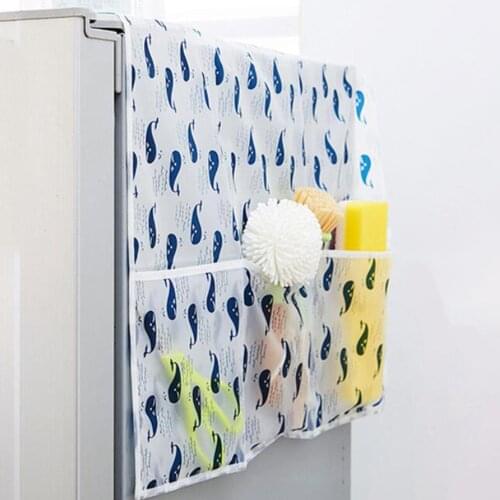 Whale Tree Print Dust Covers for Fridge Washing Machine Covers Refrigerator Organizer Fridge Dust Cover with Storage Bag Pouch