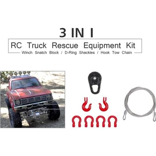 RC Truck Equipment Winch Snatch Block Hook Tow Chain Kit fit for TRX4 SCX10 D90 HPI RC Car Upgrade Part