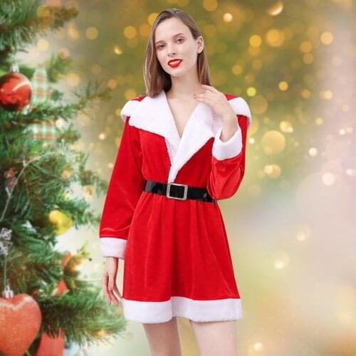 Christmas Dress Decoration Costumes Eve Splicing Dresses Women Sexy Long Sleeve Lady Elegant New Year Winter Party Robe Vestidos