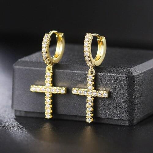 Corss Rock Hip Hop Rappers Piecing Earring For Men Women Personality Delicate Ear Jewelry Trend 2021 Jewelry Wholesale OHE019